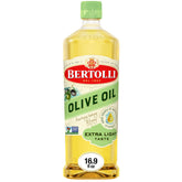 Bertolli Extra Light olive oil bottle 16oz ideal for baking and sautéing.