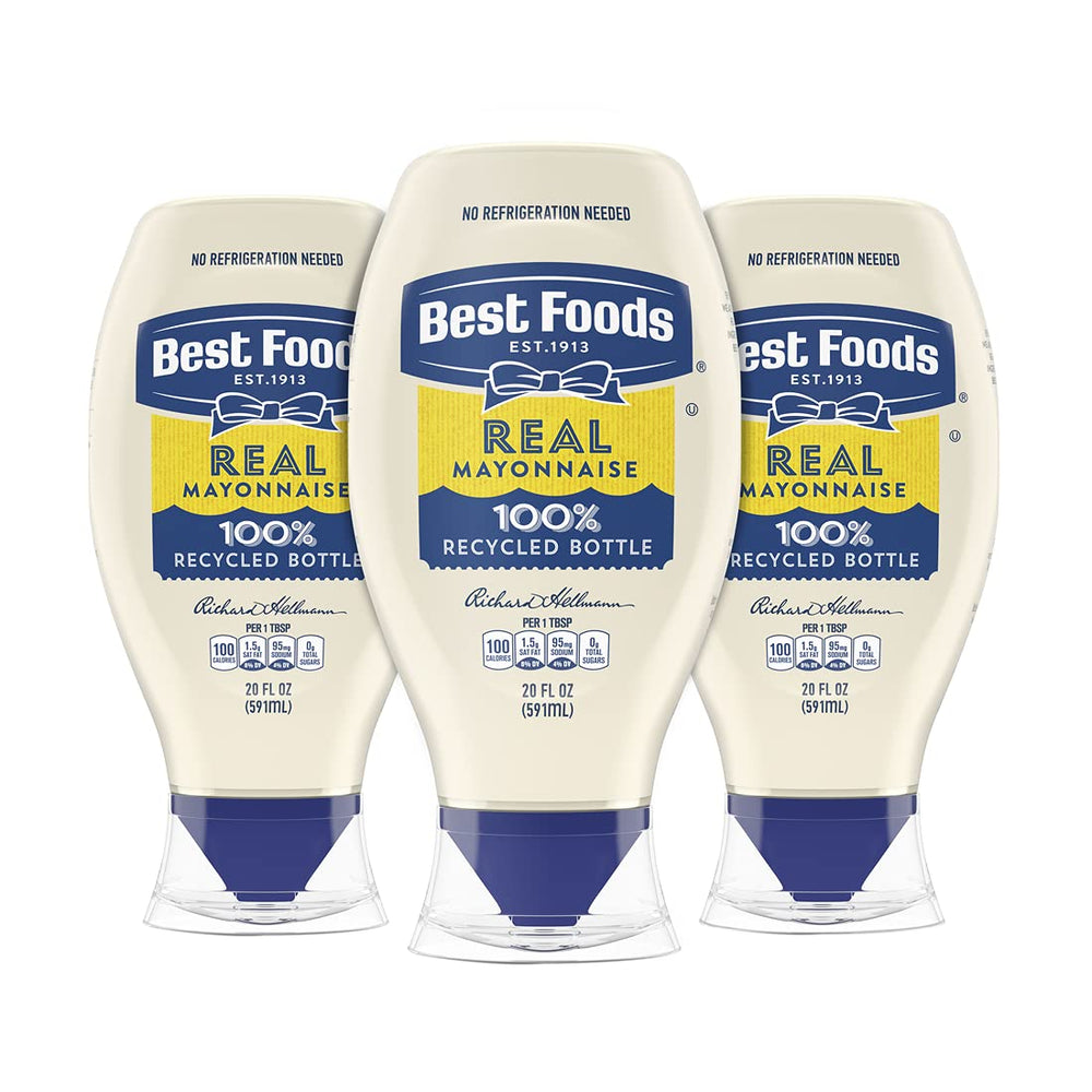 Best Foods Real Mayonnaise squeeze bottle front view for quick sandwich prep.
