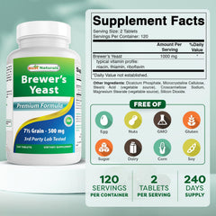 Best Naturals Brewers Yeast label closeup shows B1 and B2 enrichment