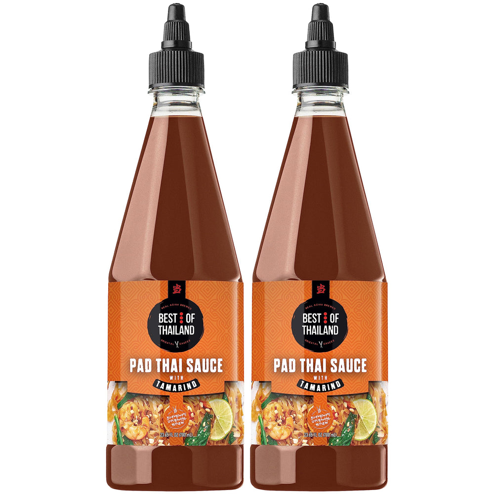 Best of Thailand Pad Thai Sauce bottle front highlighting authentic flavor for noodles