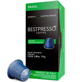 Bestpresso Brazil blend pods pack for Nespresso Original machines, ideal for home brewing.