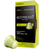 Bestpresso coffee pods for Nespresso Original packaging showcases premium aroma for quick, reliable mornings.