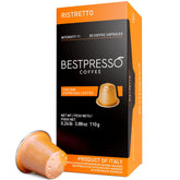 Bestpresso Ristretto pods packaging front for bold premium espresso