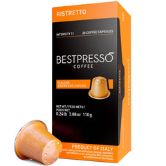 Bestpresso Ristretto pods packaging front for bold premium espresso
