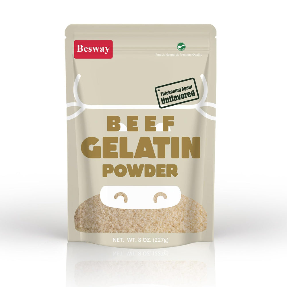 Besway Pure Beef Gelatin Powder 8oz container for clean, versatile cooking