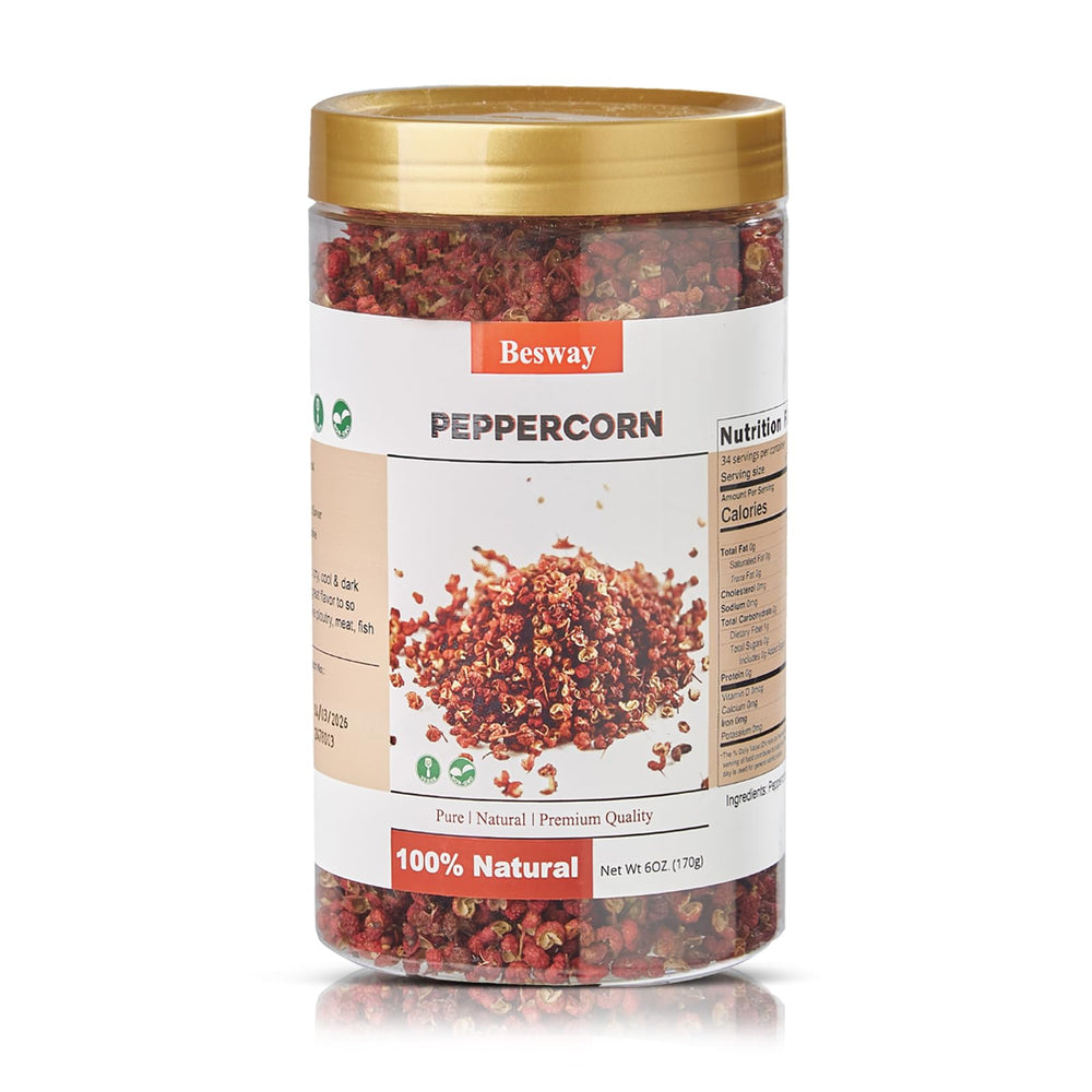 Besway Sichuan peppercorns jar front for authentic Chinese flavors