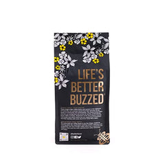 Better Buzz Costa Rica ceramic cup steaming—captures inviting aroma ideal for morning rituals.