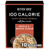 Better Oats Maple Brown Sugar oatmeal packet ready to pour for a quick breakfast.