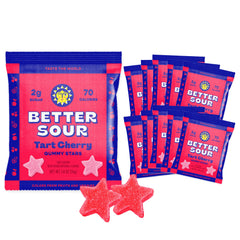 Better Sour tart cherry candy pack-10 for on-the-go snacking; vegan and gluten-free.