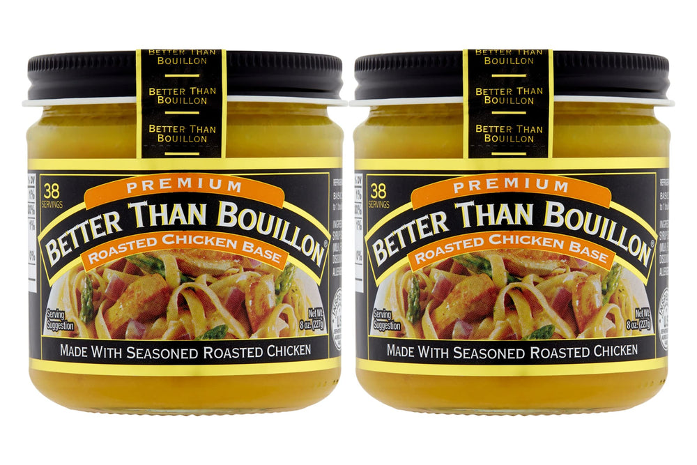 Better Than Bouillon roasted chicken base jar boosts flavor with rich aroma.
