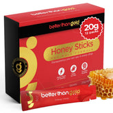 Better Than Gold Royal Honey Packets bottle pour shows easy, spill-free energy on the go.