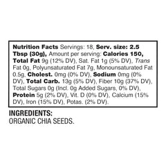 Close-up of BetterBody Foods chia seeds ideal for smoothies and cereals.