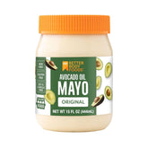 BetterBody Foods Avocado Oil Mayonnaise bottle shows creamy texture for versatile meals.