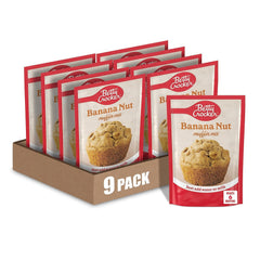 Betty Crocker Banana Nut Muffin Mix package showing walnuts for quick breakfast