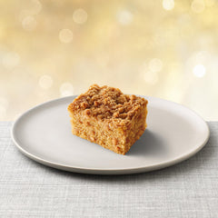 Brown sugar streusel topping close-up, adds crunchy, caramelized texture to coffee cake.
