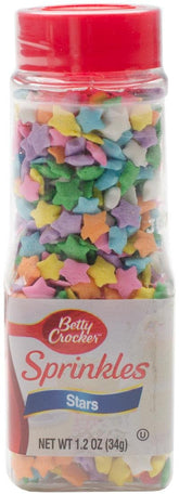 Betty Crocker Decors regular sprinkles assorted front view for colorful cake decorating.