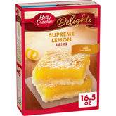 Betty Crocker Delights Supreme Lemon Bars crust-press demonstrates quick pastry base for easy desserts.