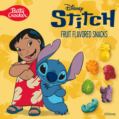 Betty Crocker Disney Stitch Fruit Snacks characters on gummies for playful road trips