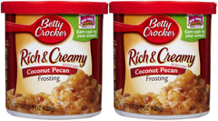 Betty Crocker coconut pecan frosting jars in a two-pack ready to decorate