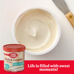 Betty Crocker gluten-free frosting tub closeup suitable for pantry