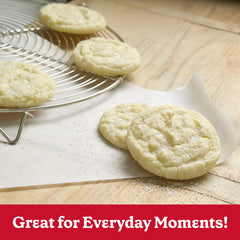Betty Crocker gluten-free sugar cookie mix baked cookies on sheet with warm aroma