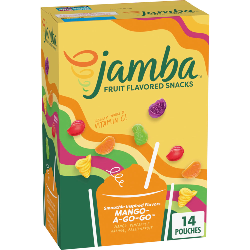 Betty Crocker Jamba Mango-A-Go-Go box front showing gluten-free, gelatin-free snacks