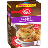 Betty Crocker Loaded Casserole Potatoes with cheese and bacon slices for a comforting side dish.
