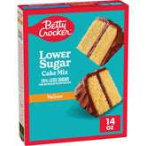 Betty Crocker Lower Sugar Yellow Cake Mix box shown for quick desserts