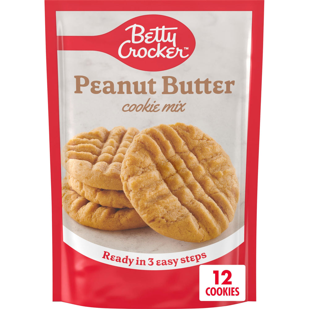 Betty Crocker peanut butter cookie mix bag ready for quick homemade cookies.