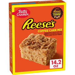 Betty Crocker REESE'S coffee cake chips close-up showing creamy peanut butter chips for delicious bites.