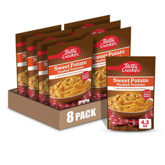 Betty Crocker Sweet Potato Mashed Potatoes pouch front: quick, convenient side for weeknights.