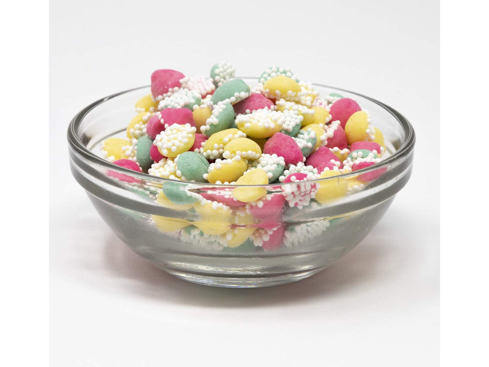 Beulah's Candyland pastel mini smooth and melty mints in a bag, vibrant colors for snacking.