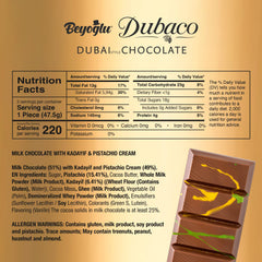 Beyoglu Dubaco Dubai chocolate bar with pistachios for premium crunch.