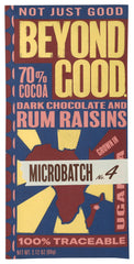 Beyond Good 70% Rum Raisins Bar full chocolate bar, premium snack option.