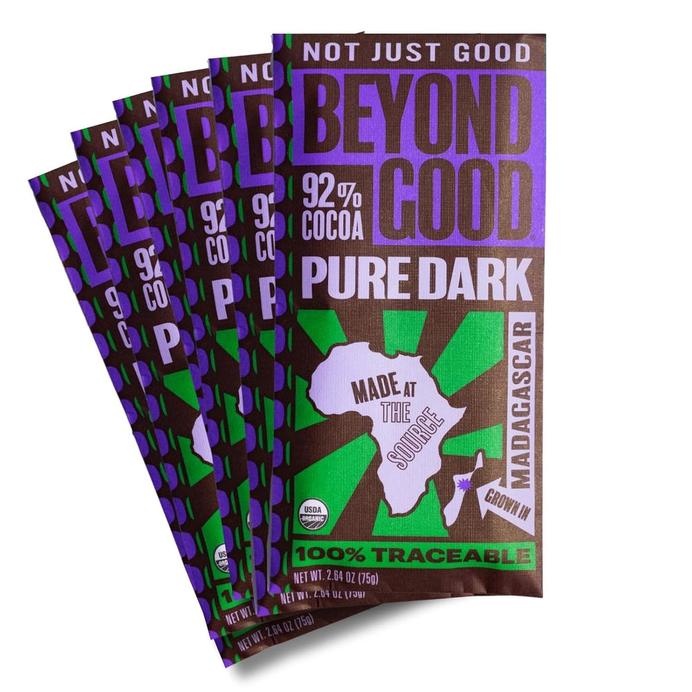 Beyond Good 92% cocoa dark chocolate bars six-pack for snacking or baking