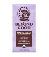 Beyond Good organic 80% Madagascar dark chocolate bar packaging shows premium quality.