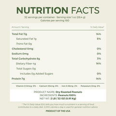Beyond Nature peanuts vacuum-sealed bag close-up highlights freshness and no oil added.