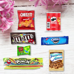 Beyond The Box snack assortment with cookies and chips enhances birthday treats