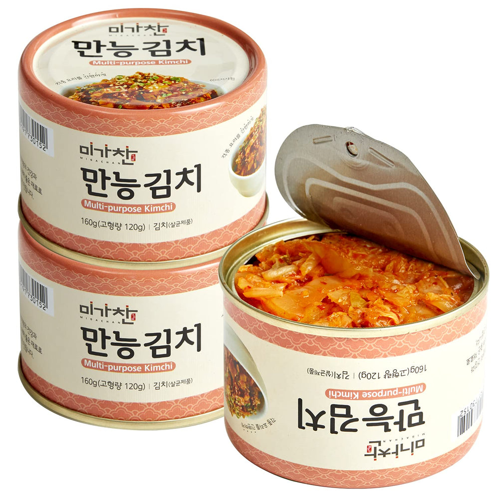 Beyond Earth Kimchi can, 3-pack, spicy napa cabbage for quick, flavorful meals.