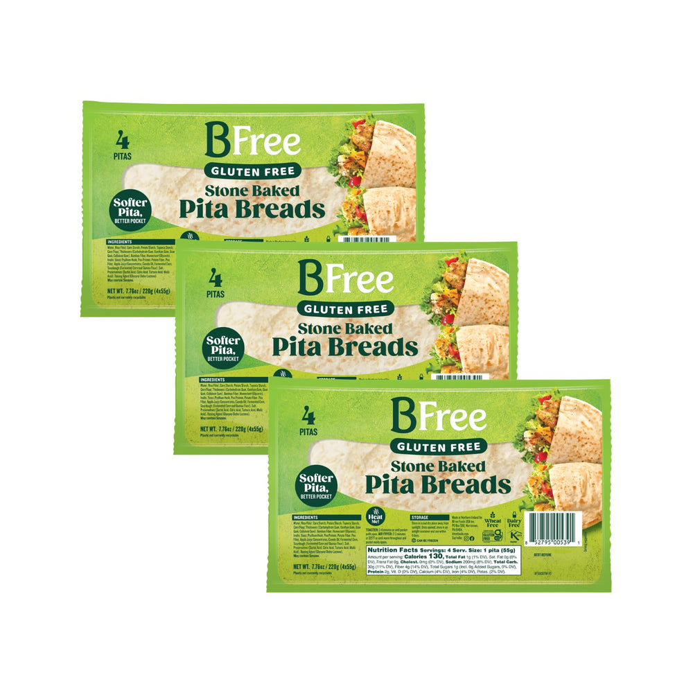 BFree stone-baked pita bread shows authentic texture ideal for fillings.