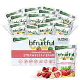 bfruitful freeze-dried strawberry banana bites in a pouch for on-the-go healthy snacking.