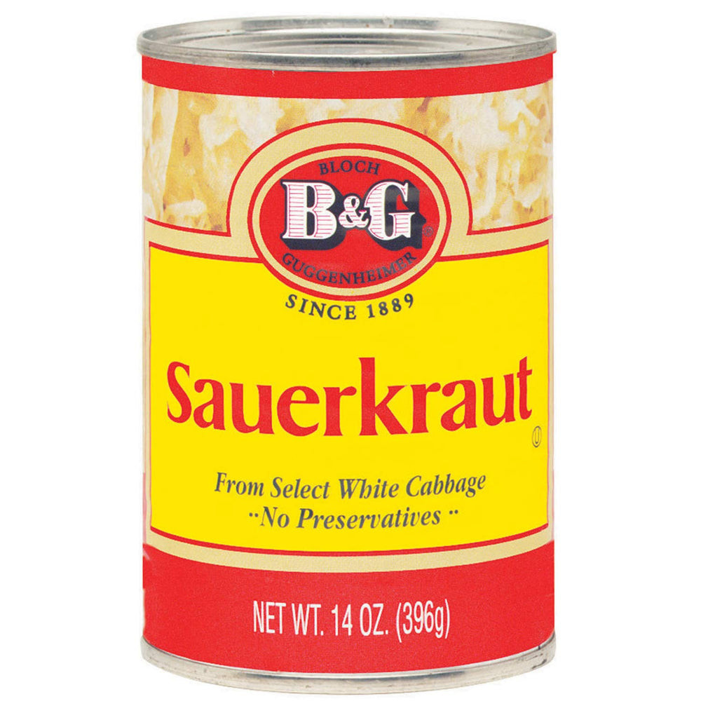 B&G Sauerkraut 14-oz can, ready to top brats and hot dogs with tangy flavor