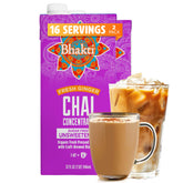 Bhakti Chai Tea Concentrate two-pack carton pouring for quick lattes and iced chai