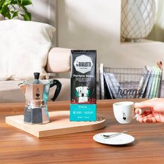Close-up of decaf ground coffee showing even grind