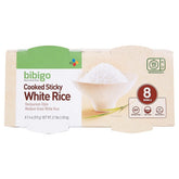 Bibigo restaurant-style cooked white rice bowls ready to heat and serve.