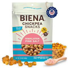 BIENA Chickpea Snacks close-up of crunchy roasted chickpeas for a protein-packed bite