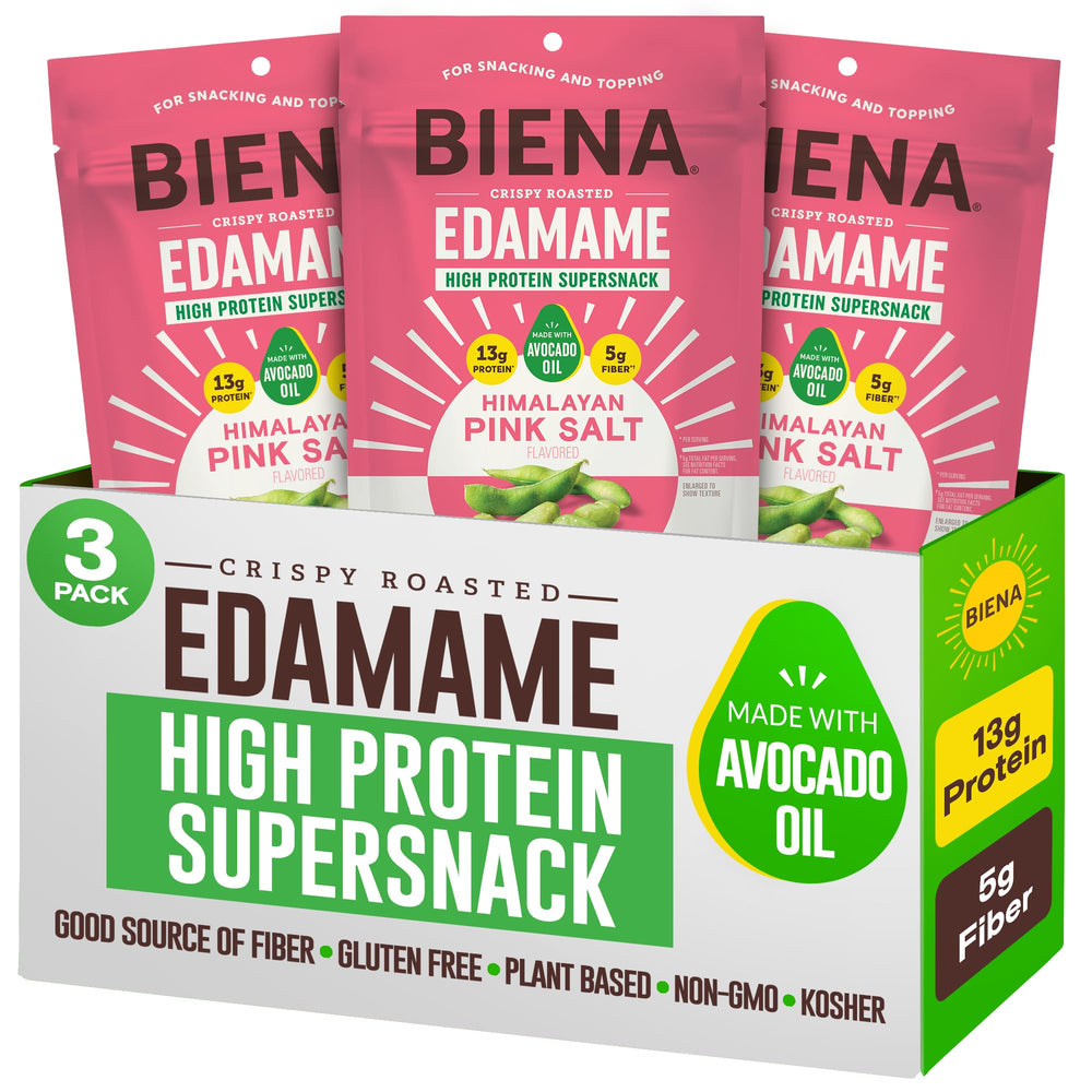 BIENA edamame snack bag front for quick on-the-go protein.