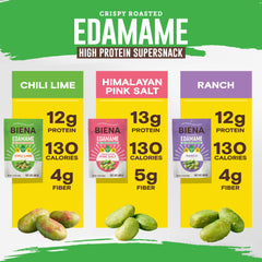 BIENA Himalayan pink salt flavor edamame snack in serving tray
