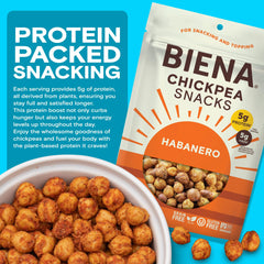 BIENA habanero chickpeas sprinkled on a fresh salad for extra protein