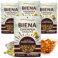 BIENA Lil Bit of Everything chickpeas in a bag, high-protein healthy snack.